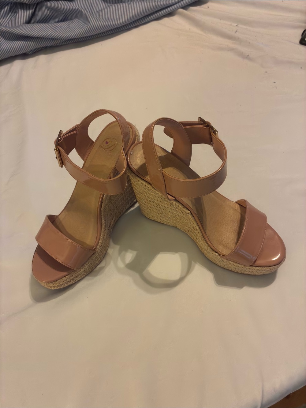 Womens Nude Platform Espadrille Wedge Sandals